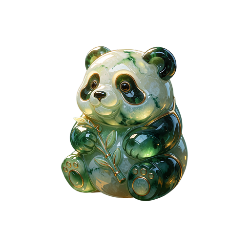 Udsk&aring;ret jadefigur af en panda med bambus - symbol for slotten Luck of Panda