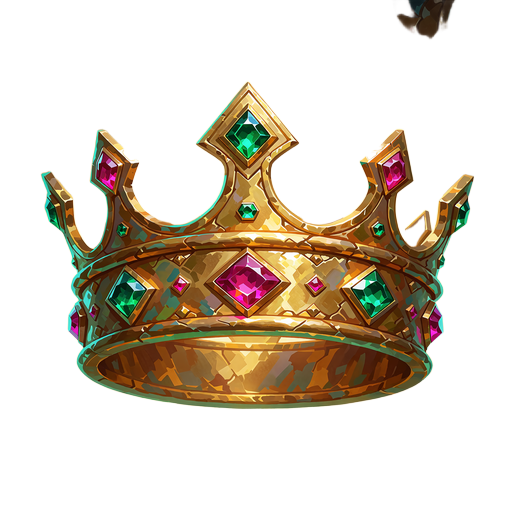 Tung guldkrone med smaragder og rubiner - symbol for jackpot-slots i lobbyen