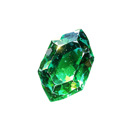 Lysende gr&oslash;n smaragdkrystal - symbol for nye slots i spiludvalget