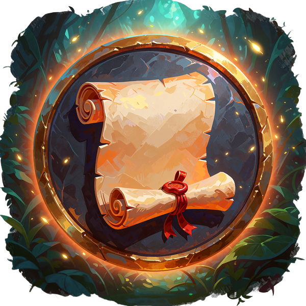 Guldmedaljon med en pergamentrulle - symbol for hurtig oprettelse af konto hos Wild Chance Casino